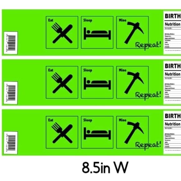 Eat Sleep Mine Repeat Water Bottle Labels| Eat Sleep Mine Party Favor| 12 labels - Picture 2 of 3
